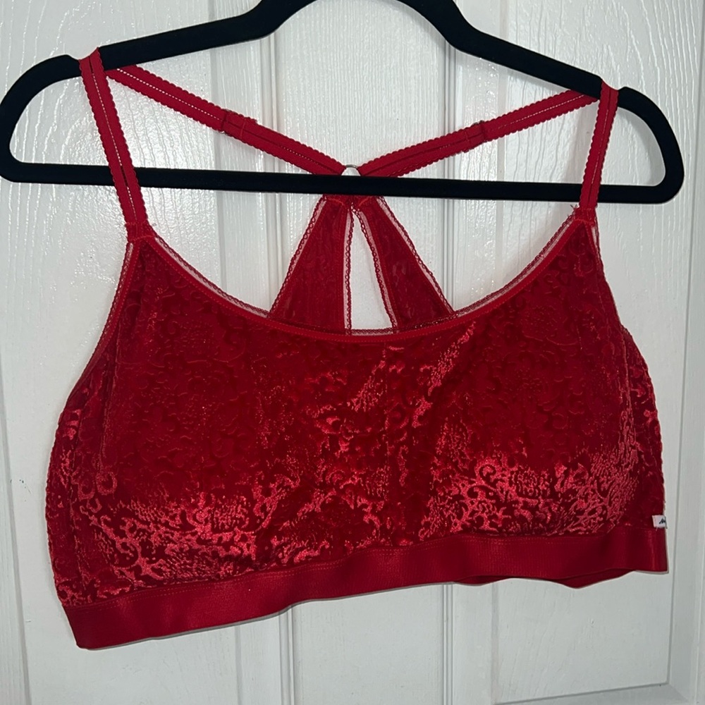 Red Velvet & Lace Bralette